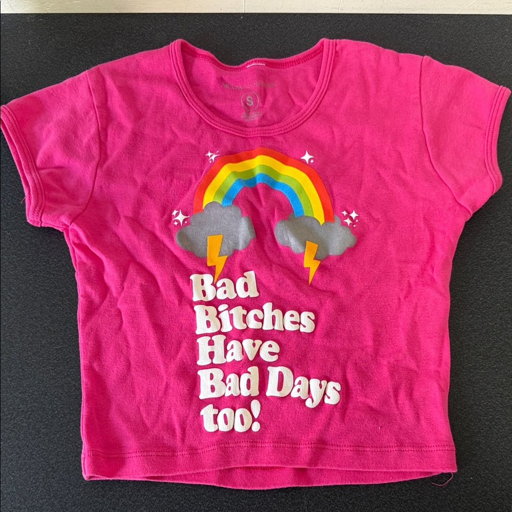 Hot Pink Graphic Rainbow Crop Top with Slogan